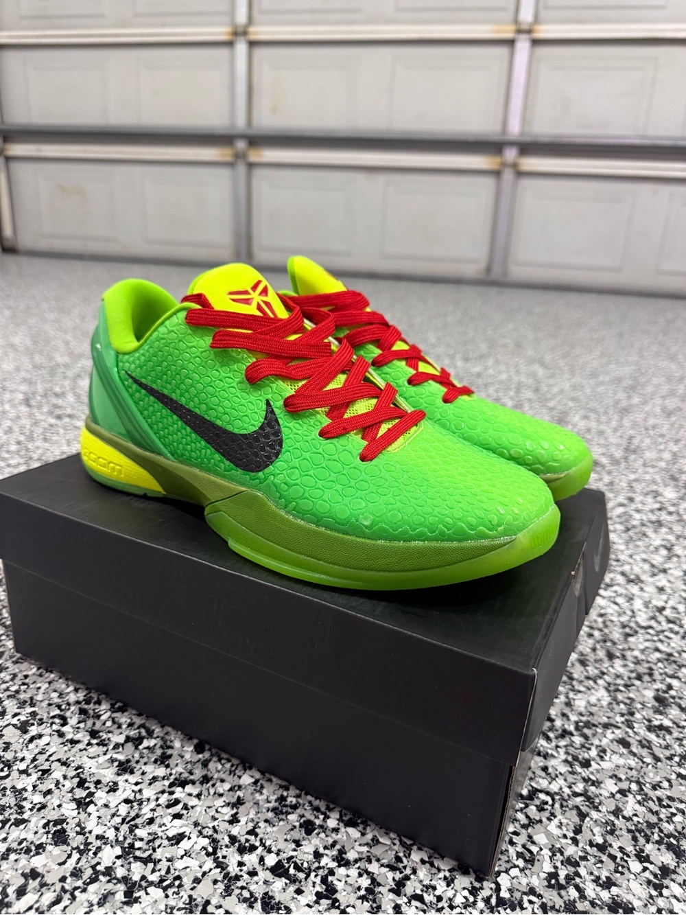 Nike Bright Green Kids Basketball Sneakers with Red Laces